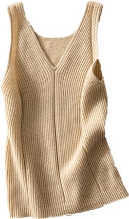 Amazon.com: DAISHA Women's All-Match & Stylish V-Neck Sleeveless Sweater,Cashmere Pit Weave Slim Vest,Sexy Warm Suspenders Camisole. Camel : Clothing, Shoes & Jewelry