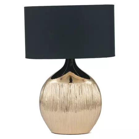 Ritzo Gold Etched Stripe Textured Ceramic Table Lamp | Gold/Black | miah. – furn.com