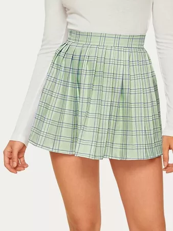 High Waist Plaid Pleated Mini Skirt | ROMWE