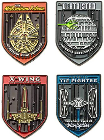 Amazon.com: Star Wars Jewelry Unisex Adult Fighters Space Ships Base Metal Lapel Pin Set (4 piece), Multi Color, One Size: Jewelry