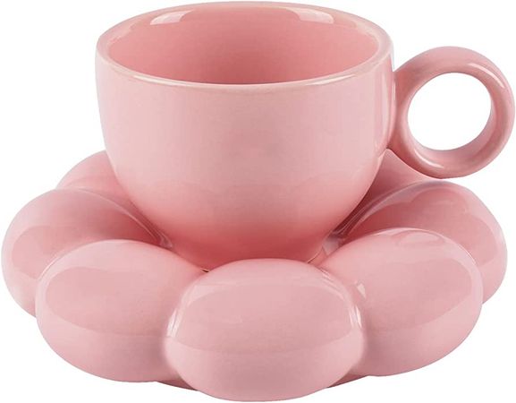 Amazon.com | Koythin Ceramic Coffee Mug, Creative Cute Cup with Sunflower Coaster for Office and Home, 6.5 oz/200 ml for Tea Latte Milk (Pearl White): Coffee Cups & Mugs