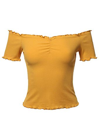 mustard yellow off shoulder top
