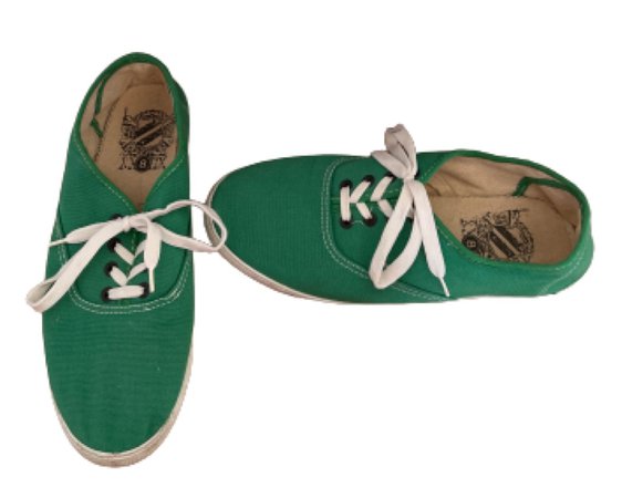 Green Canvas Flat Sneakers