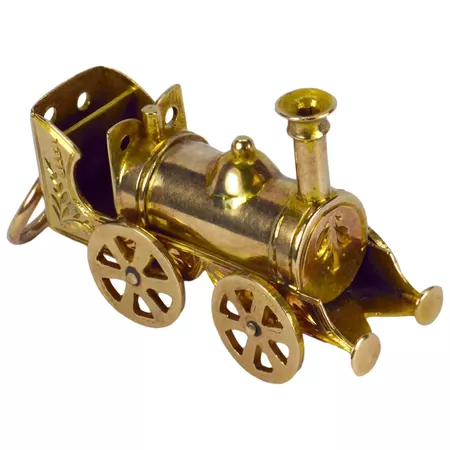 Steam Train Engine Gold Charm