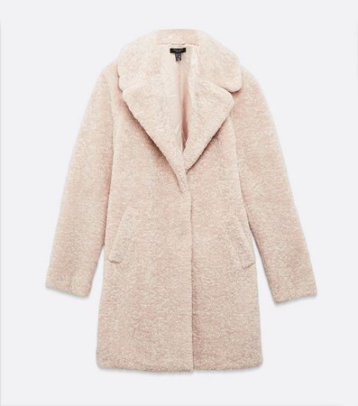 Tall Cream Teddy Faux Fur Long Coat | New Look