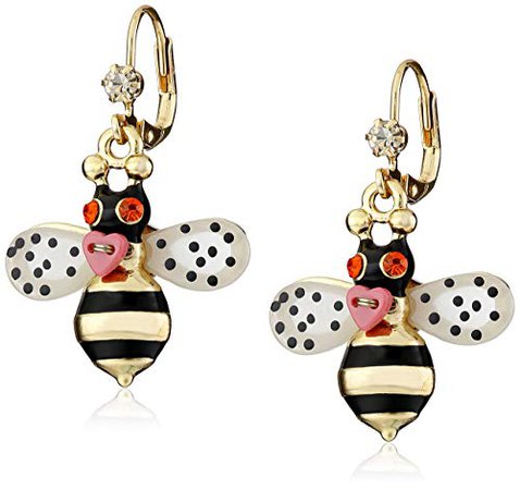 Betsey Johnson Gold-Plated Bumble Bee Drop Earrings: Jewelry