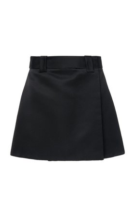 Prada Satin Wrap-Effect Mini Skirt