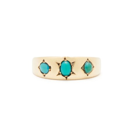 VICTORIAN TURQUOISE GYPSY SET 18K YELLOW GOLD RING - NEW ARRIVALS