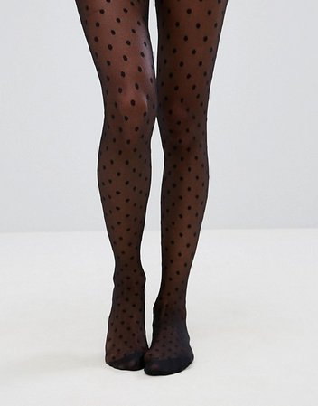 ASOS DESIGN medium polka dot black tights | ASOS