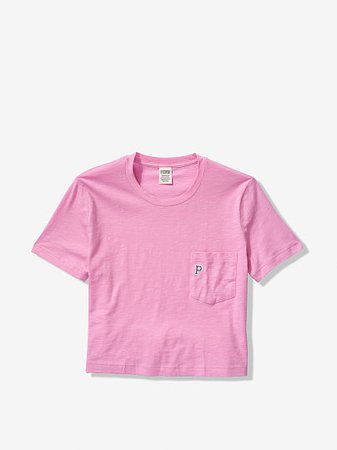 Short Sleeve Crop Tee - PINK - pink