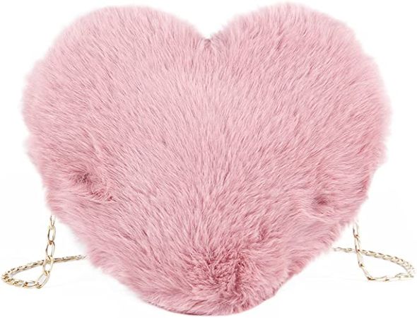 SUKUTU Faux Fur Purse Women's Heart Shaped Evening Handbags Small Cute Phone Crossbody Bag Clutches for Girls: Handbags: Amazon.com