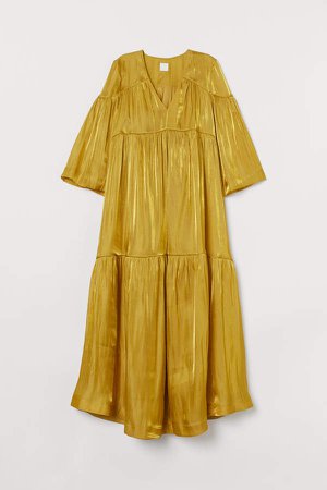 Wide-cut Kaftan Dress - Gold