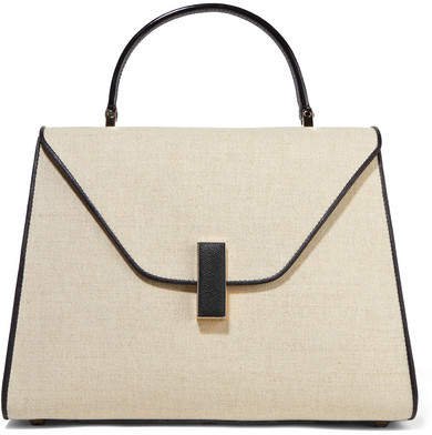 Iside Large Linen And Textured-leather Shoulder Bag - Beige