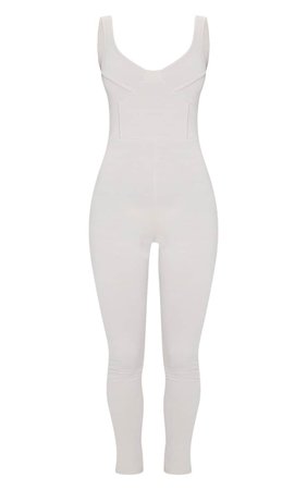 Stone Soft Binding Detail Sleeveless Jumpsuit | PrettyLittleThing