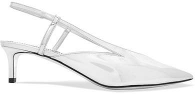 Mirrored-leather Slingback Pumps - Silver