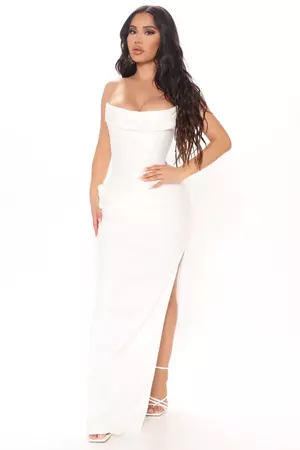 Satin Heart Maxi Dress - White | Fashion Nova, Dresses | Fashion Nova