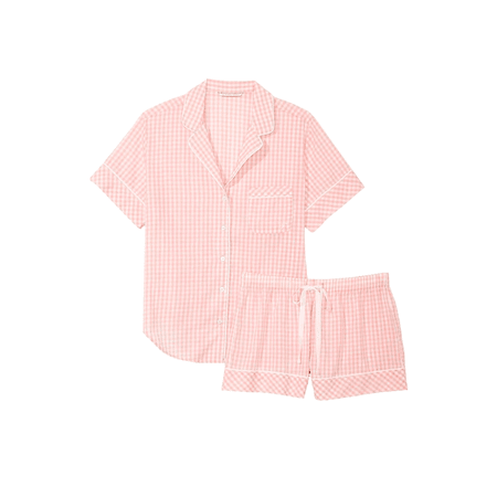 Coral Gingham Pajama Set