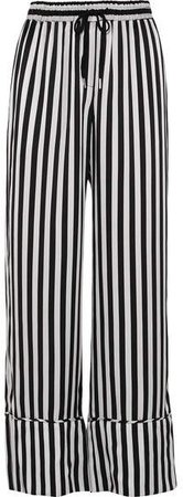 Mathews - Nicolas Striped Silk-satin Wide-leg Pants - Black