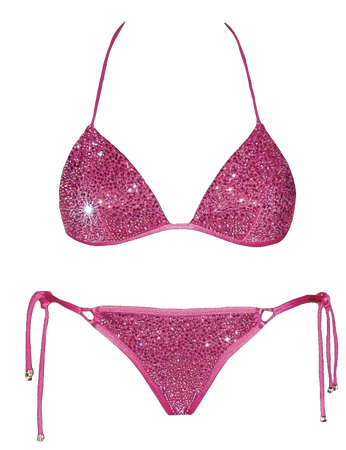 pink rhinestone bikini set