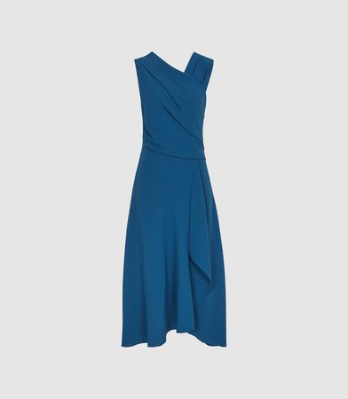 Marling Teal Wrap Front Midi Dress – REISS