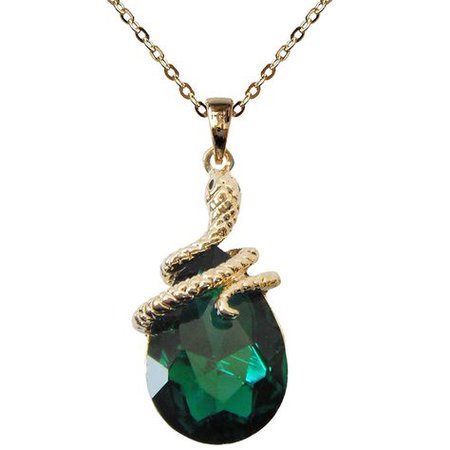 Emerald Necklace w/ Gold Snake