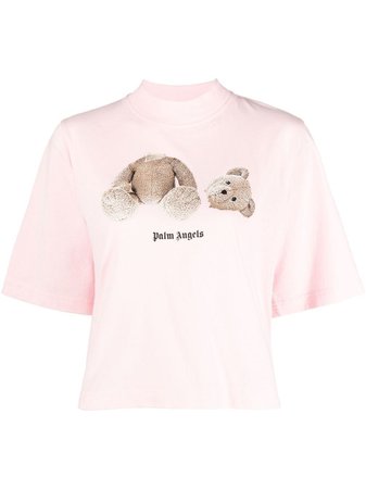 Palm Angels bear-print Cropped T-shirt - Farfetch