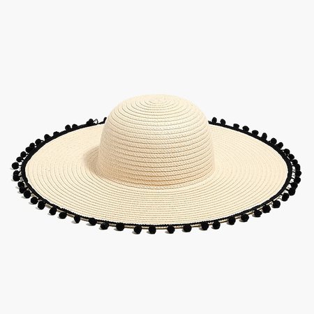 Pom-pom straw hat