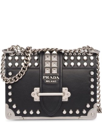 Black Prada Cahier Studded Bag | Farfetch.com