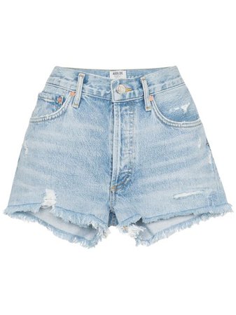 Shop blue AGOLDE distressed denim shorts with Express Delivery - Farfetch