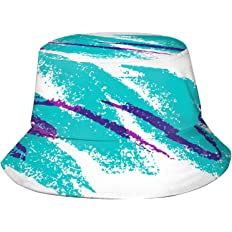 Retro Geometric Pattern 80-90s Style Print Bucket Hat for Men Women Teens,for Travel Beach Sun Fishing Golf Boonie Hats at Amazon Women’s Clothing store