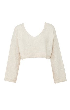 Clothing : Tops : 'Romy' Off White Chenille V Neck Sweater