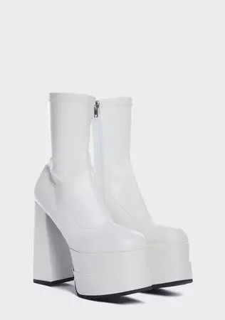 Lamoda Vegan Leather Stacked Platform Heel Ankle Boots - White – Dolls Kill