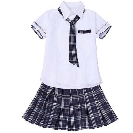 TiaoBug Women Girls Sexy Costumes Hot Women Fancy Cosplay Party School Girl Uniform Short Sleeve Shirt with Plaid Skirt Tie Set-in Sexy Costumes from Novelty & Special Use on Aliexpress.com | Alibaba Group
