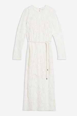 Lace Rope Belt Midi Dress | Topshop white