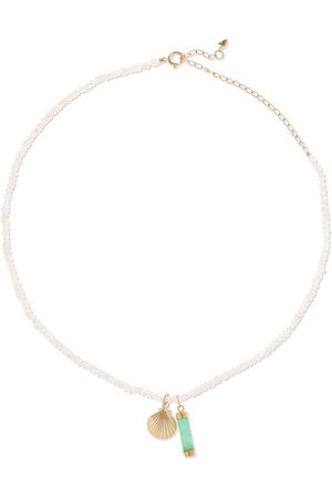 Loren Stewart | La Dolce Vita 14-karat gold, pearl and jade necklace | NET-A-PORTER.COM