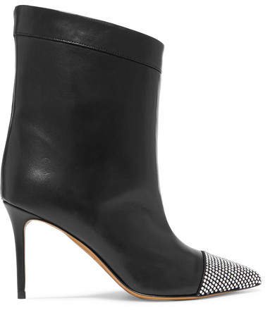 Cha Cha Crystal-embellished Leather Ankle Boots - Black