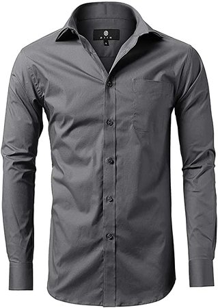 diig Men Slim Fit Long Sleeve Dress Shirt, Gray 15.5 at Amazon Men’s Clothing store