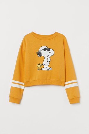 Sweatshirt with Printed Design - Yellow/Snoopy - Kids | H&M US