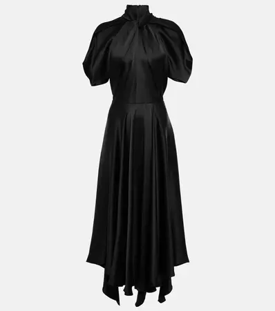 Draped Satin Midi Dress in Black - Stella Mc Cartney | Mytheresa