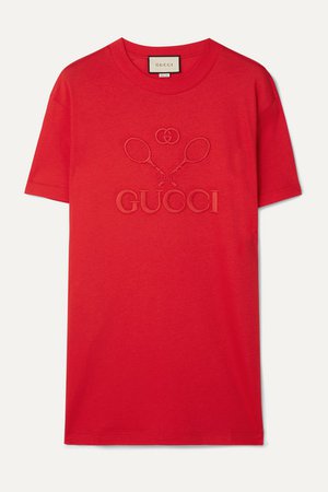 Gucci | Embroidered cotton-jersey T-shirt | NET-A-PORTER.COM