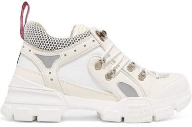 Flashtrek Logo-embossed Leather, Suede And Mesh Sneakers - White