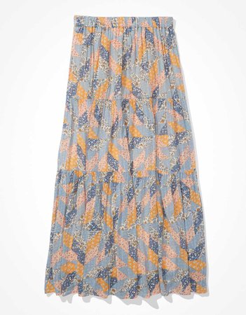 AE Printed Tiered Maxi Skirt