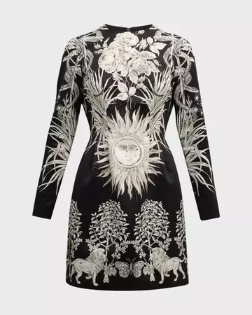 Lela Rose Sophie Printed Sateen A-Line Mini Dress | Neiman Marcus