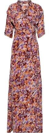 Bytimo Ruffle-trimmed Floral-print Crepe De Chine Maxi Wrap Dress