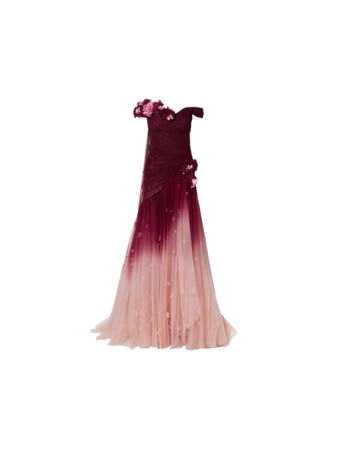 ombre red pink formal dress