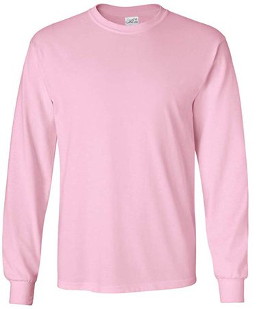 Joe's USA Men's Long Sleeve Cotton Crewneck T-Shirt Light Pink-3X | Amazon.com