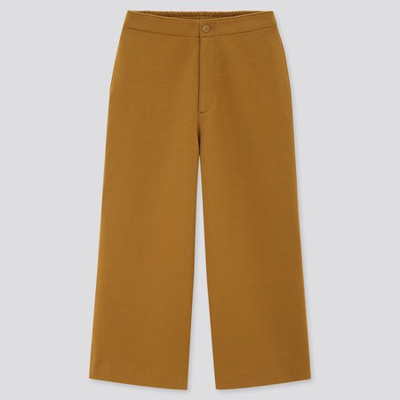 WOMEN WIDE CROPPED JERSEY PANTS (ONLINE EXCLUSIVE) | UNIQLO US brown