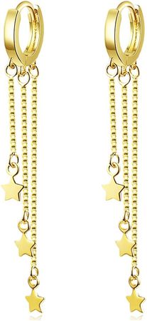 Amazon.com: Star Tassel Hoop Earrings Long Star Chain Tassel Earrings Gold Silver Star Dangle Drop Earrings Hypoallergenic Lightweight Round Hoop Earrings for Women Teen Girls (Gold): Clothing, Shoes & Jewelry