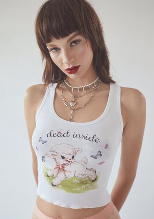 Current Mood Dead Inside Lamb Graphic Tank Top – Dolls Kill