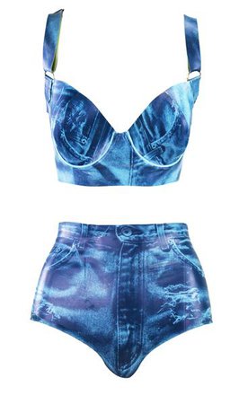Denim Latex Bra & Booty Shorts – Venus Prototype Latex